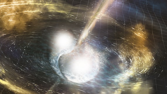A computer generated image of neutron stars colliding