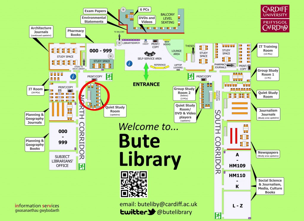 Map w/ location of quiet study room