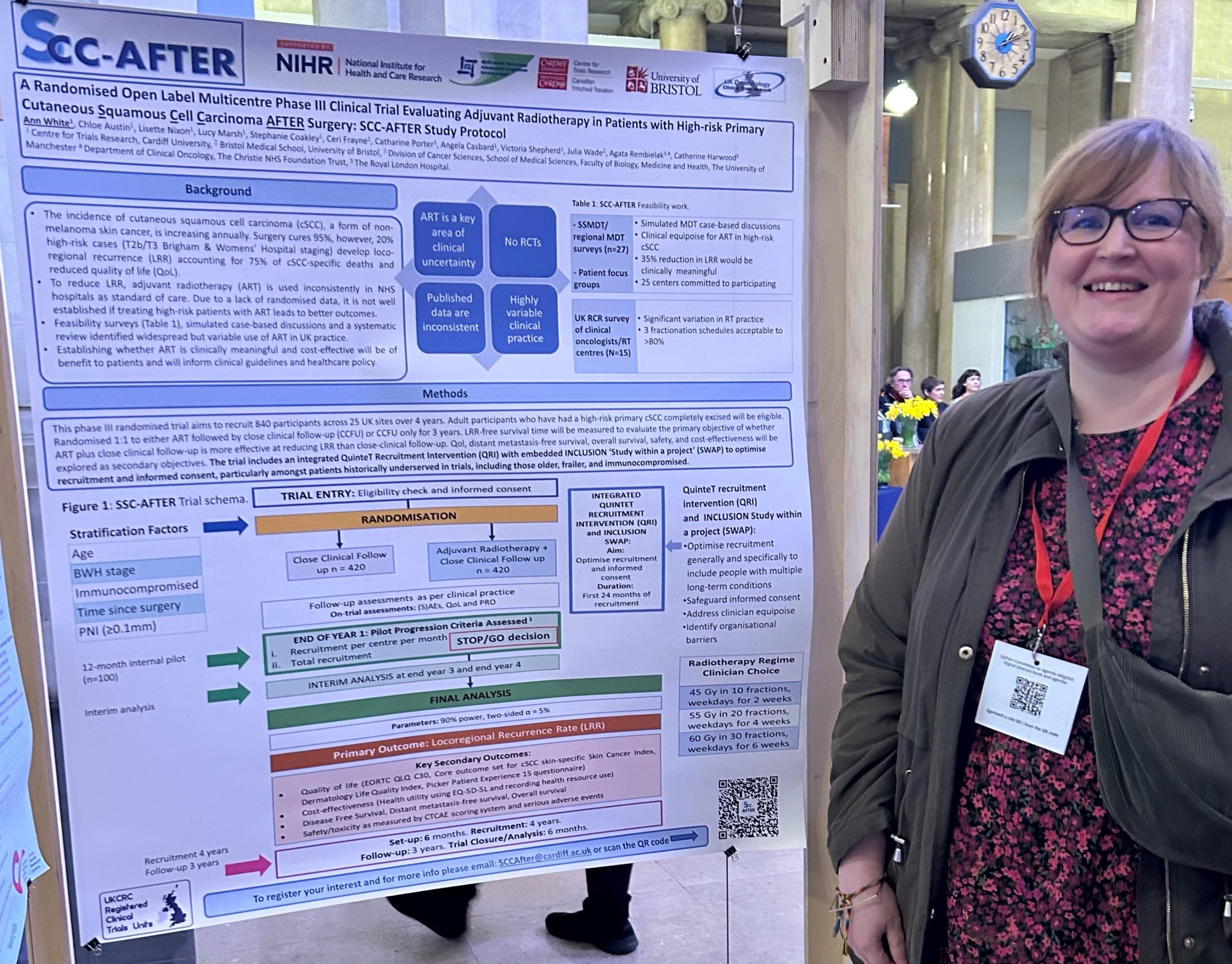 Ann White presenting the SCC-AFTER poster at the Wales Cancer Research Conference in March 2024.