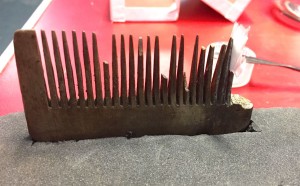 A delicate comb was repaired with Polyvinyl acetate adhesive during the workshop.