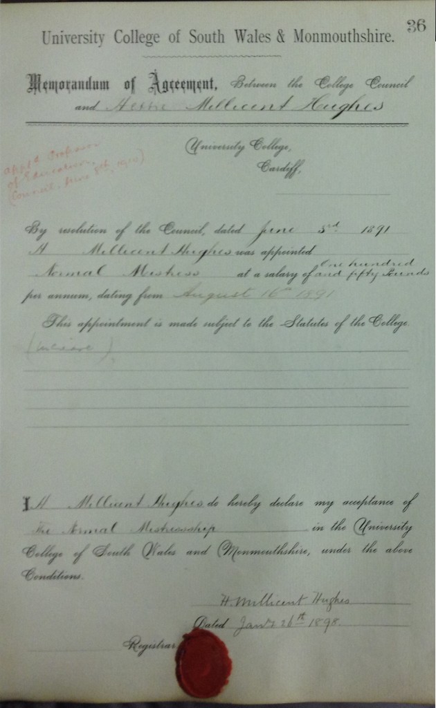 Millicent MacKenzie's contract, 1898