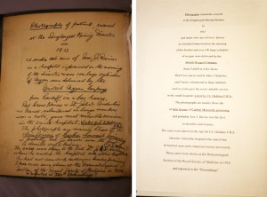 Foreword to the photograph album, with a transcription to the right