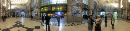 The impressive azulejos in São Bento station in Porto