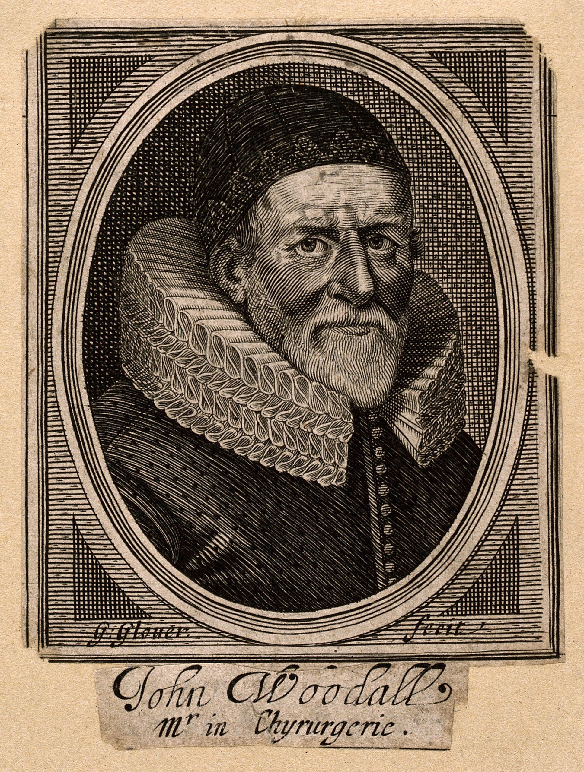 • John Woodall. Line engraving by G. Glover, 1639. Wellcome Collection. Source: Wellcome Collection