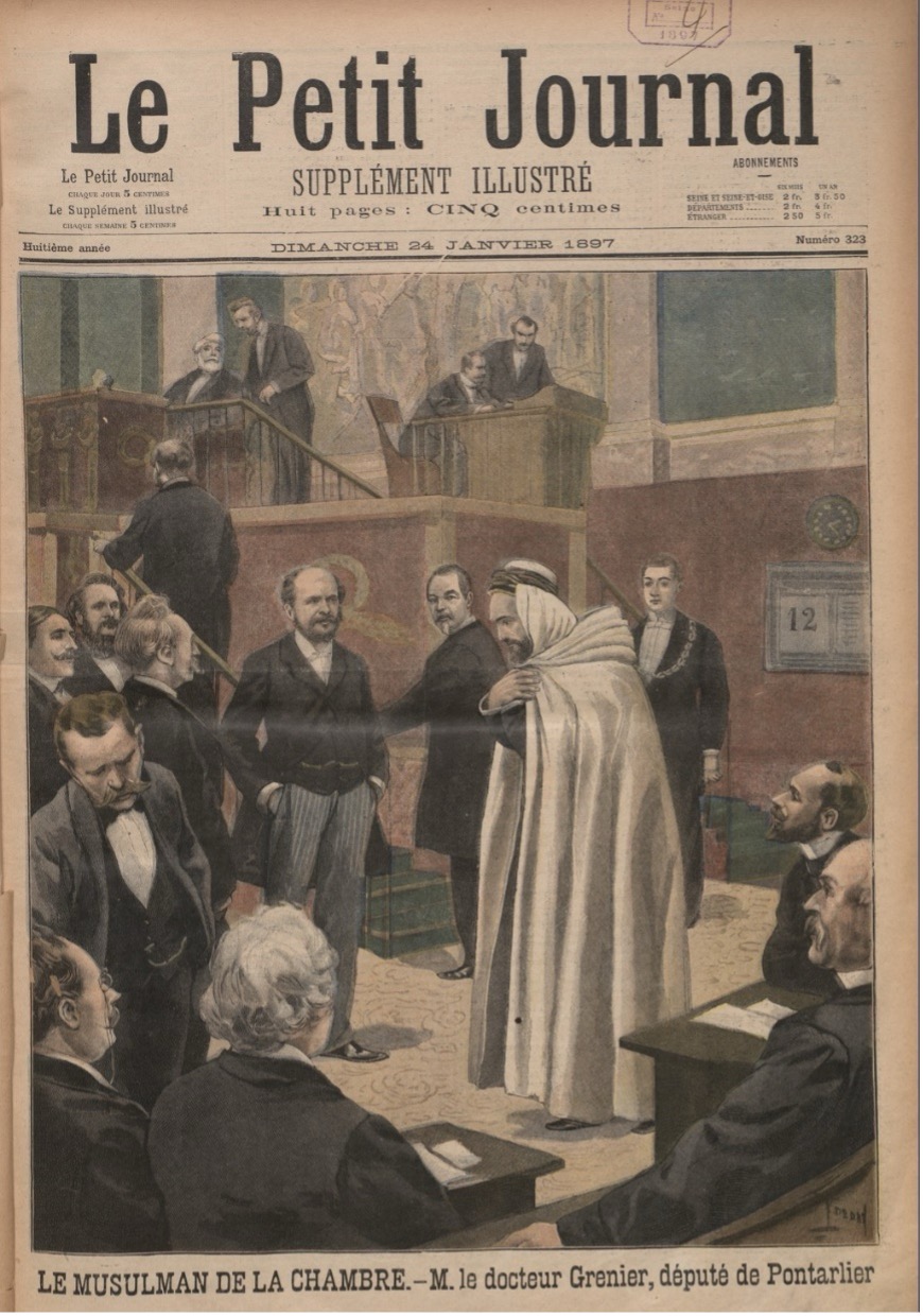 Front cover depicting Philippe Grenier entering the National Assembly. Le Petit Journal, 24 January 1897. Gallica/Bibliothèque Nationale de France