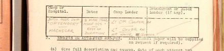 - Camp details on a report saying where Cyril Churchward was captured and what POW camp he was in.
