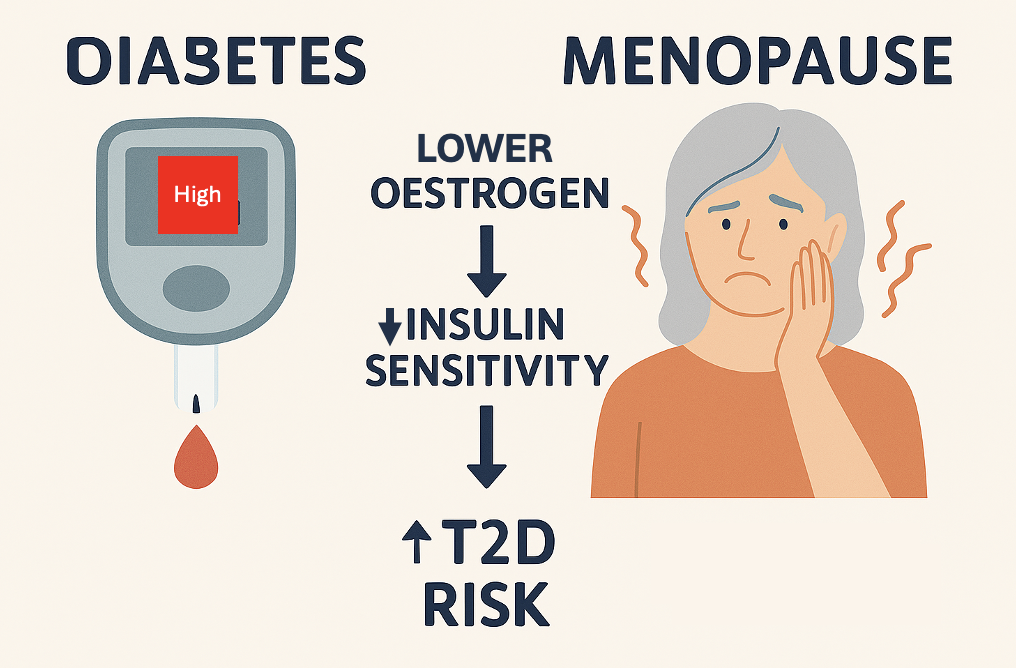 Infographic showing link between high glucose and menopause