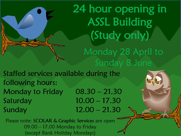 Image showing early bird and night owl with opening hours for 24 hour period