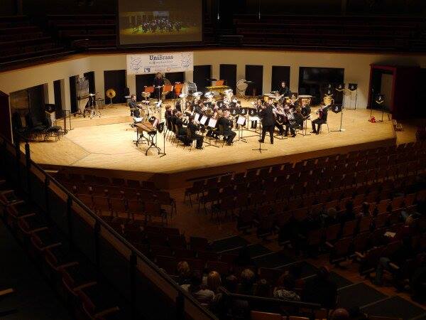 Performing onstage at UniBrass