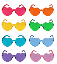 8 glasses in different colours