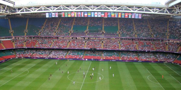 Millennium Stadium during a match between Team GB and New Zealand at the Olympics. Photo: Jon Candy  licensed under the Creative Commons Attribution-Share Alike 2.0 Generic license.