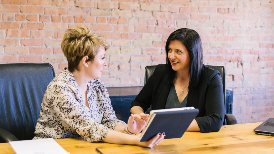 Two women having a meeting in an office