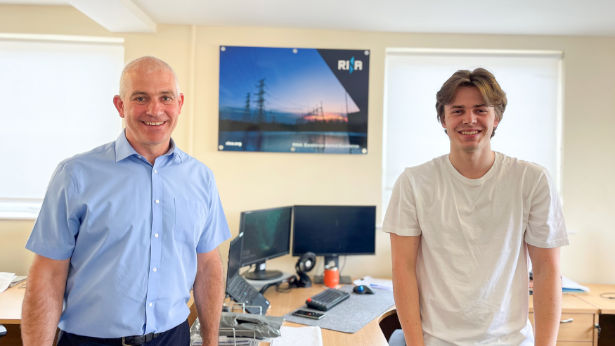 Alumnus Dr Mark Davies and student Harvy Davies in the RINA office.