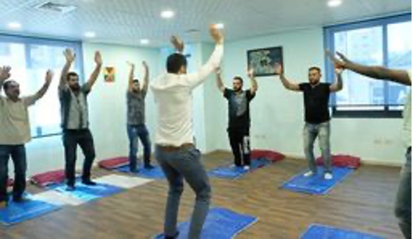 Picture provided by Centre for Victims of Torture showing Sanctuary seekers taking part in physical activity.