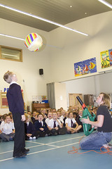 Superhero show demo in a school