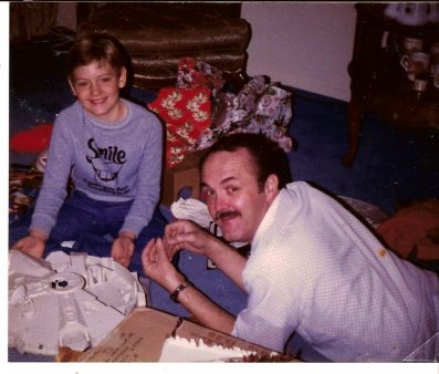 My dad and I assembling the Millennium Falcon, 19, Dec. 1980