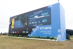 Picture of a score board showing stats related to sustainability