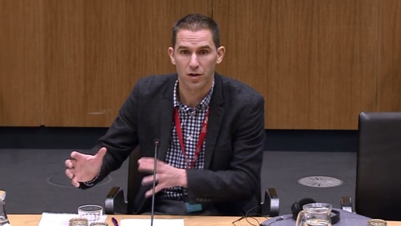 Peter MacKie giving evidence to the Senedd