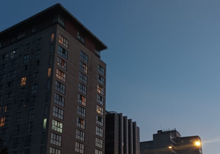 Cardiff buildings in the evening