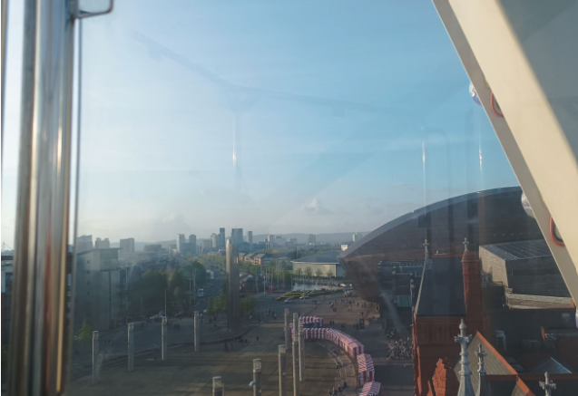 A view of Cardiff from the Ferris wheel at Cardiff Bay 