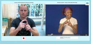 Screenshot of spelling using sign language