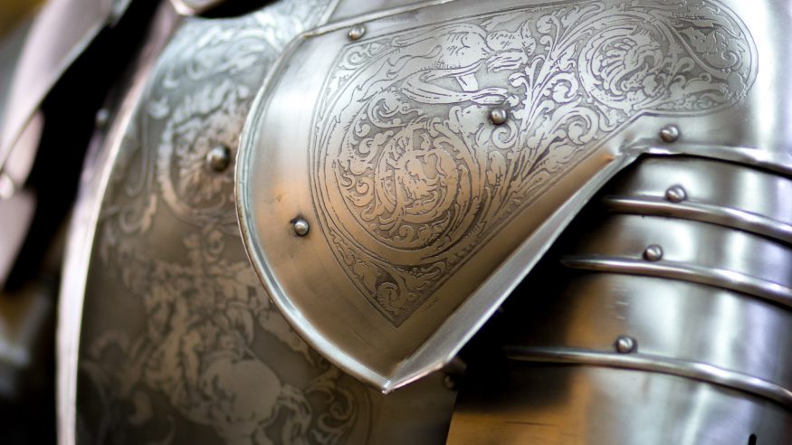 Close up of a suit of armour