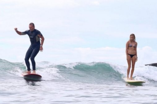 Australian Prime Minister catching some waves (and breaking surf etiquette)